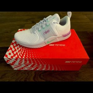 Womens Nike Renew In-Season TR 10 • white/green glow - violet shock • size 8